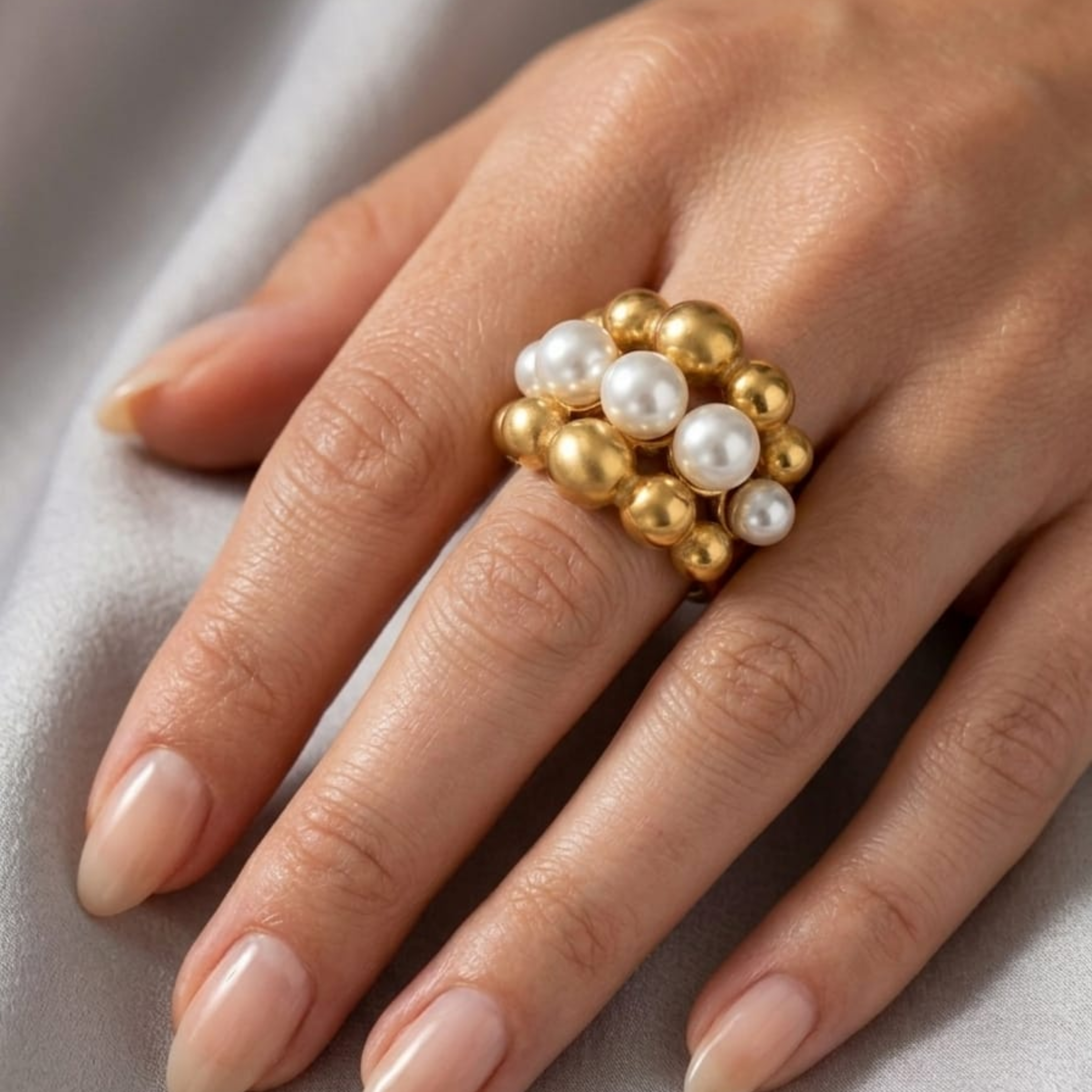 Golden Pearl Ring