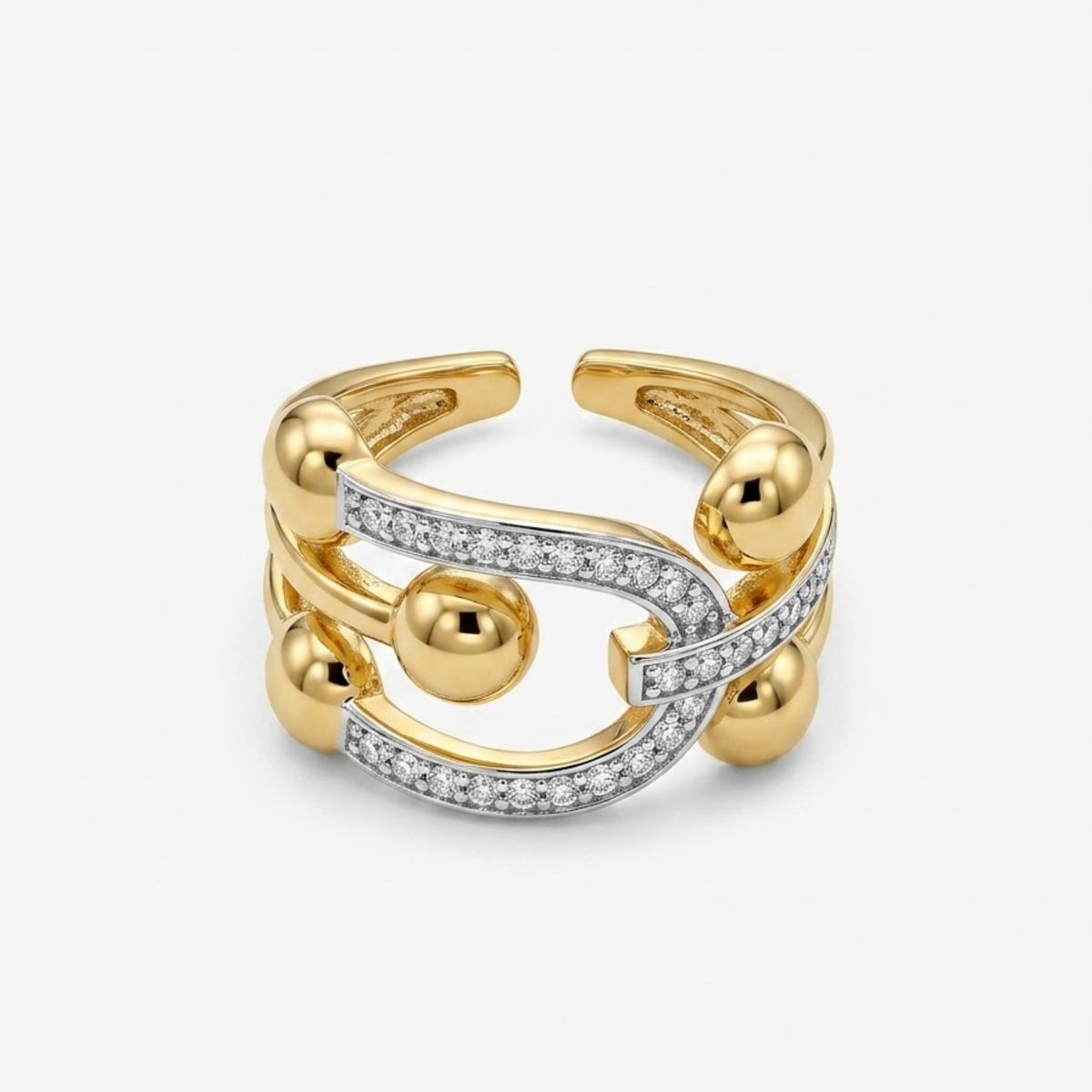 Horse Shoe Pavé Ring