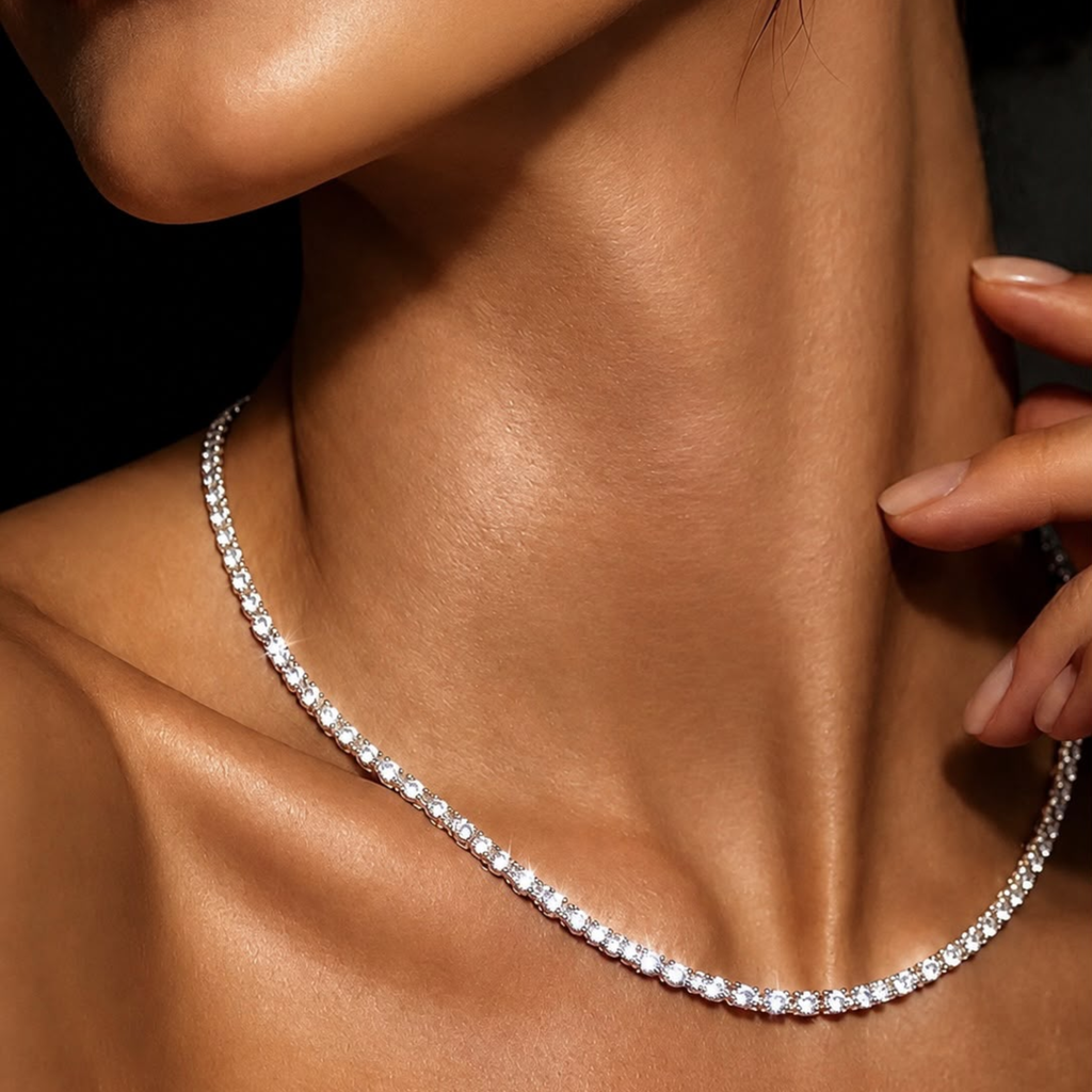 Platinum Glow Tennis Necklace