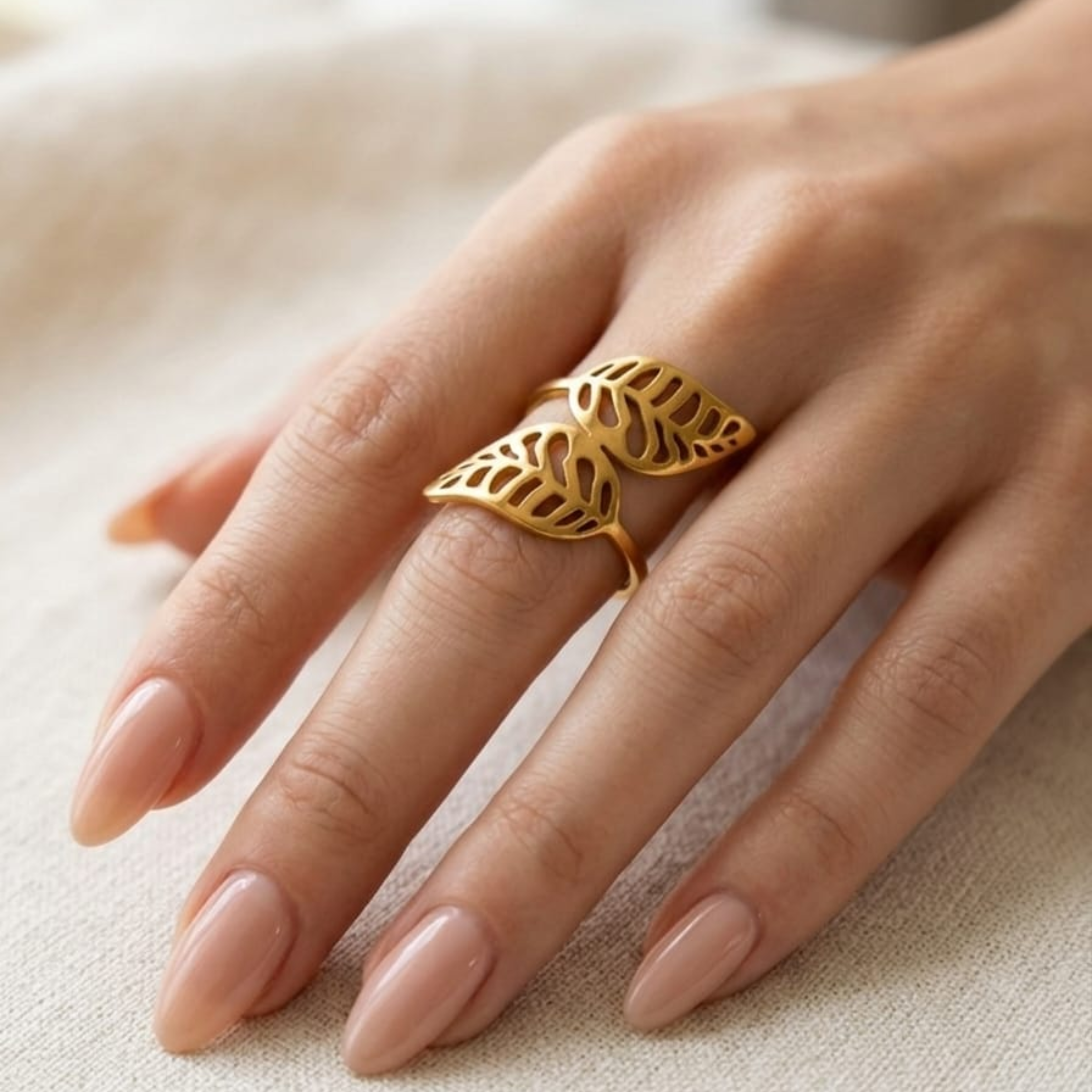 Twin Leaf Harmony Ring